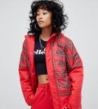 Ellesse Anorak With Embroidered Chest Logo In Check - Red