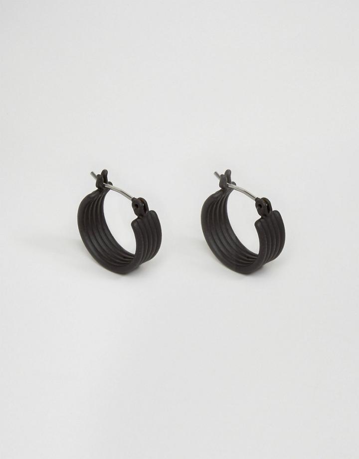 Asos Hoop Earring In Rubberised Black - Black