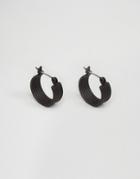 Asos Hoop Earring In Rubberised Black - Black