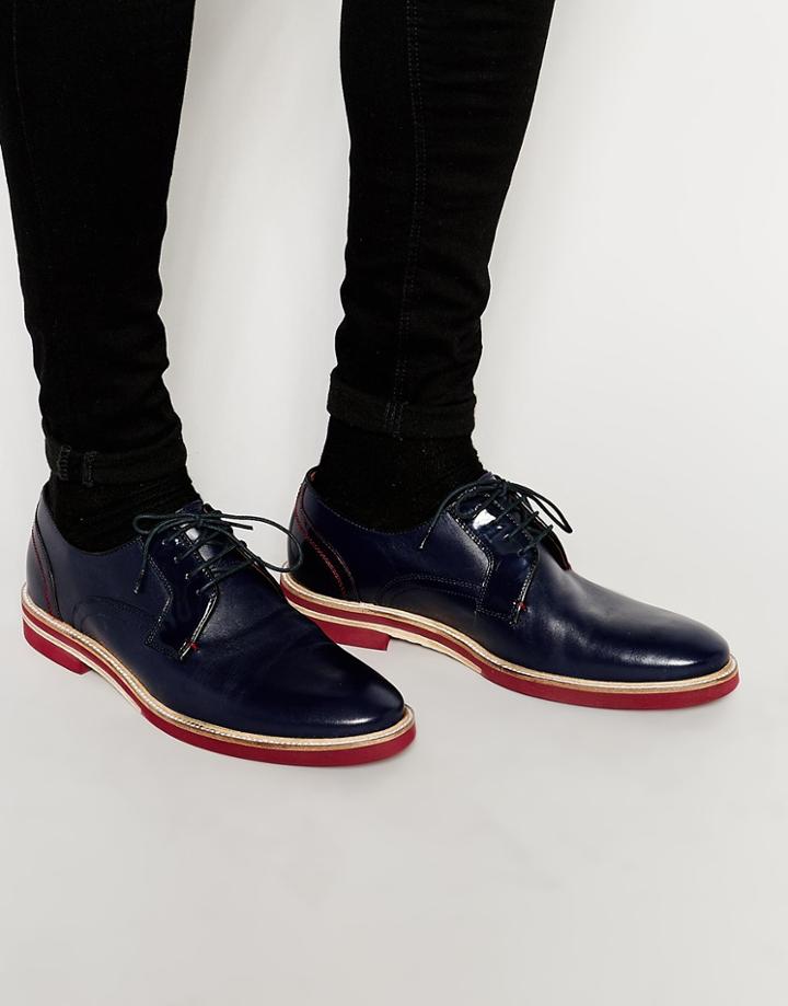 Ted Baker Brixxby Derby Shoes In Blue Leather - Blue