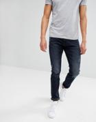 Esprit Slim Fit Jeans With Rip And Repair - Blue