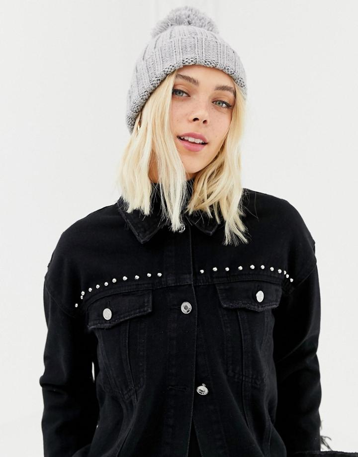 Brave Soul Gray Pom Pom Hat - Gray