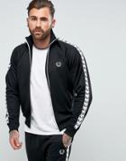 Fred Perry Sports Authentic Taped Track Jacket In Black - Black
