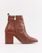 River Island Heeled Boots In Tan
