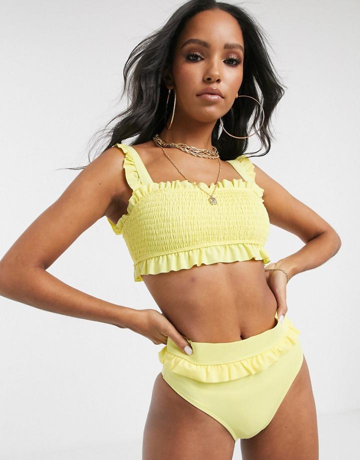 Unique 21 Tropical Ruffle Bikini Bottom-yellow