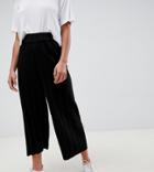 Asos Design Petite Knitted Culotte With Deep Rib - Black