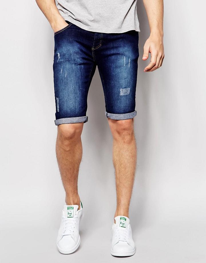 Loyalty & Faith Denim Short Dark Wash Distressing Jean - Blue