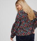 Influence Plus High Neck Floral Top With Lace Yoke And Blouson Sleeve - Multi