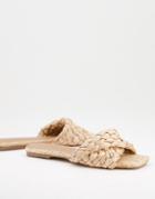 Asos Design Fiji Woven Mule Sandals In Natural-neutral