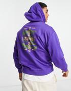 Asos Design Oversized Hoodie In Purple With Graphic Back Print