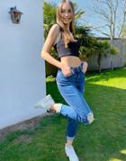 River Island Carrie Ripped Hem Sculpt Mom Jeans In Mid Auth Blue-blues
