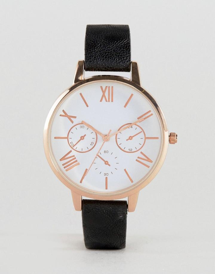Asos Large Face Clean Dial Watch - Black