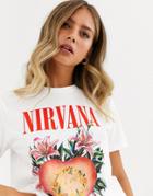 Asos Design T-shirt With Vintage Nirvana Print In Organic Cotton