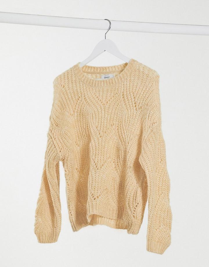 Only Havana Crochet Sweater In Beige-neutral