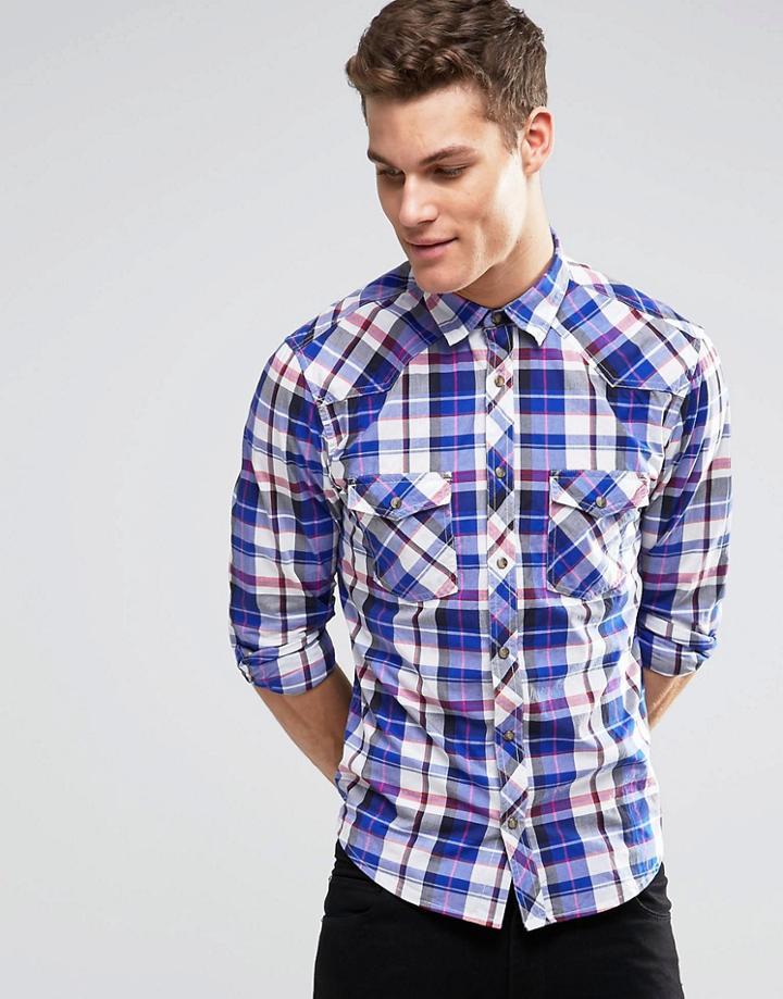 Esprit Long Sleeve Check Shirt - Ink