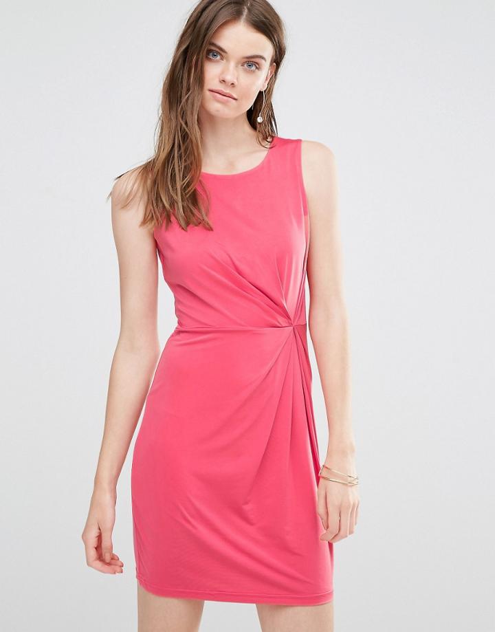 Lavand Asymmetric Gather Panel Dress - Pink