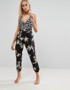 Amuse Society Floral Woven Beach Pant - Gray