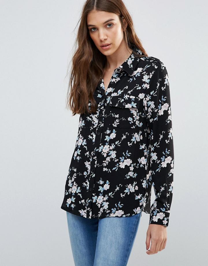 Brave Soul Floral Shirt - Black