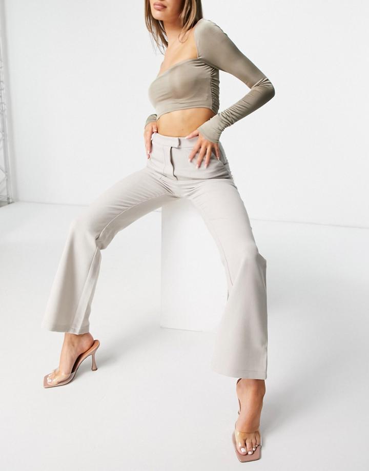 4th & Reckless Exposed Pocket Flare Pant In Light Oatmeal-white
