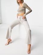 4th & Reckless Exposed Pocket Flare Pant In Light Oatmeal-white