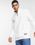 Brave Soul High Zip Sweatshirt In White