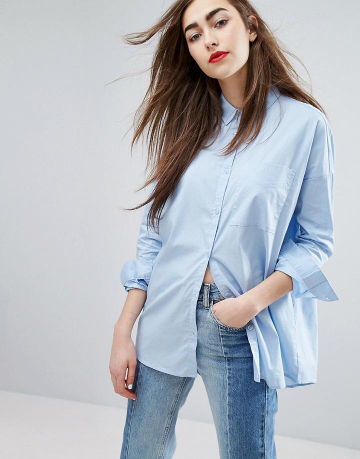 Moss Copenhagen Oversized Boyfriend Shirt - Blue