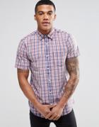 New Look Short Sleeve Shirt In Acid Wash Check In Regular Fit - Blue