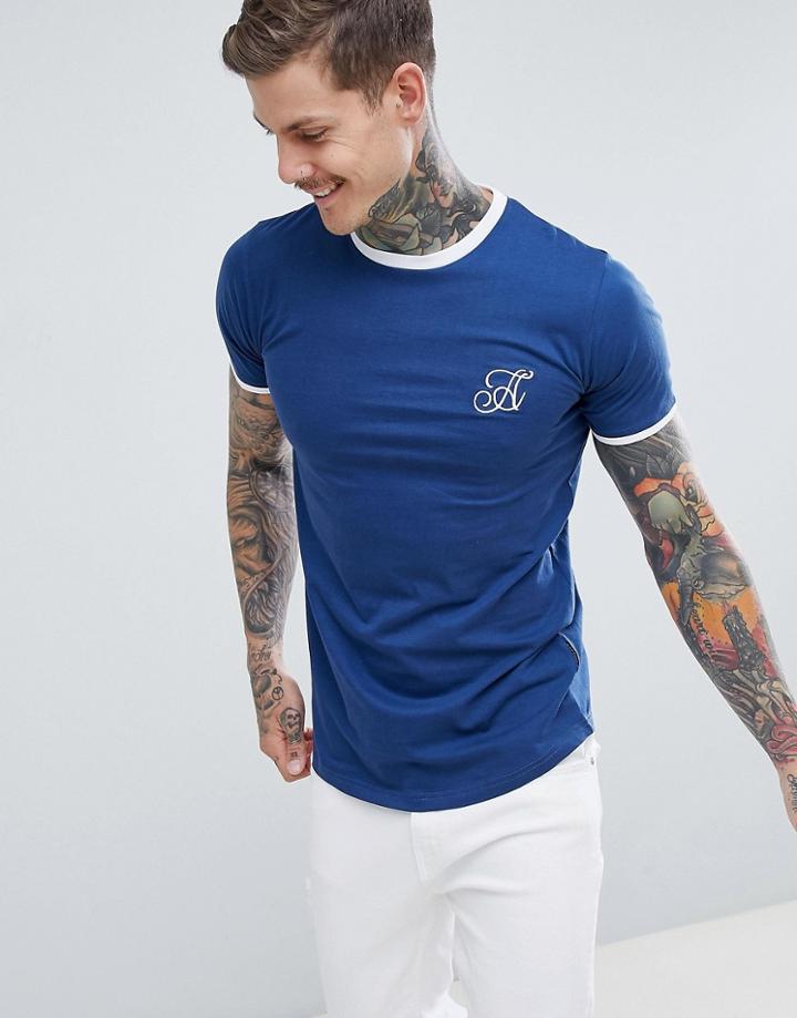 Ascend Muscle Fit Ringer T-shirt - Navy