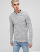Only & Sons Knitted Sweater With Textured Weave - Gray