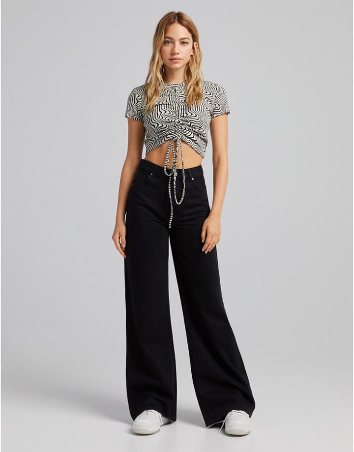 Bershka 90s Super Wide Leg Jeans In Black