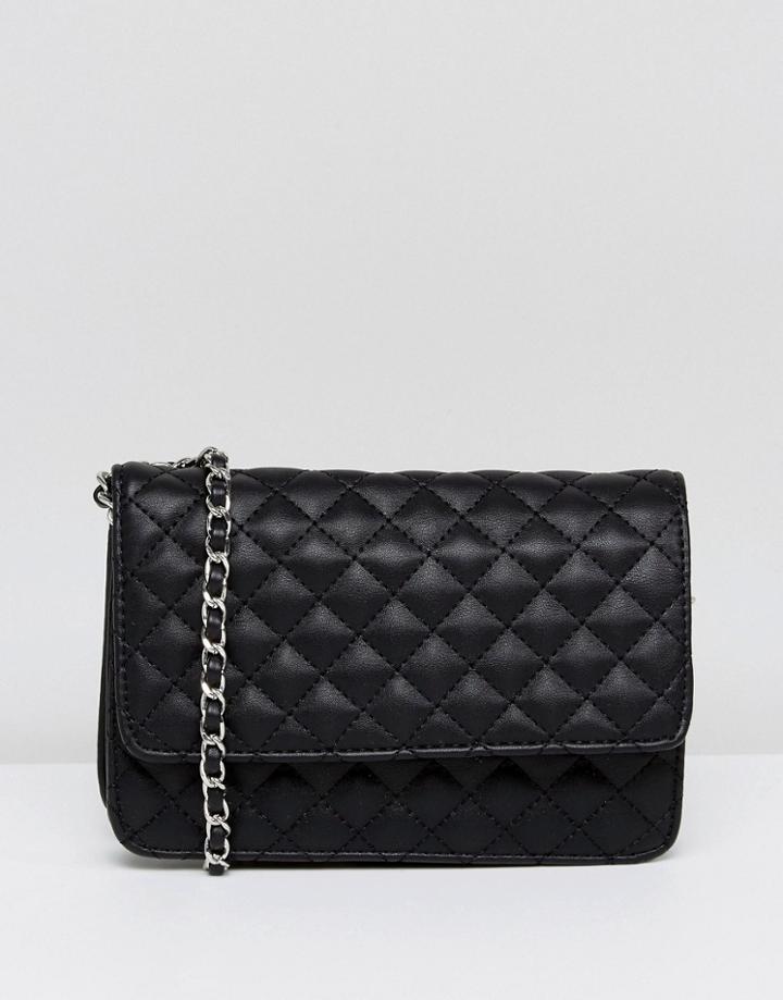 Pieces Stitched Cross Body Bag - Black