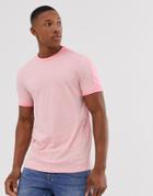 Asos Design Organic T-shirt With Contrast Shoulder Panel In Pink - Pink
