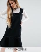 Reclaimed Vintage Denim Dress With Frayed Edges - Black