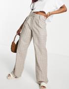 Motel High Waisted Wide Leg Pants In Check - Part Of A Set-neutral