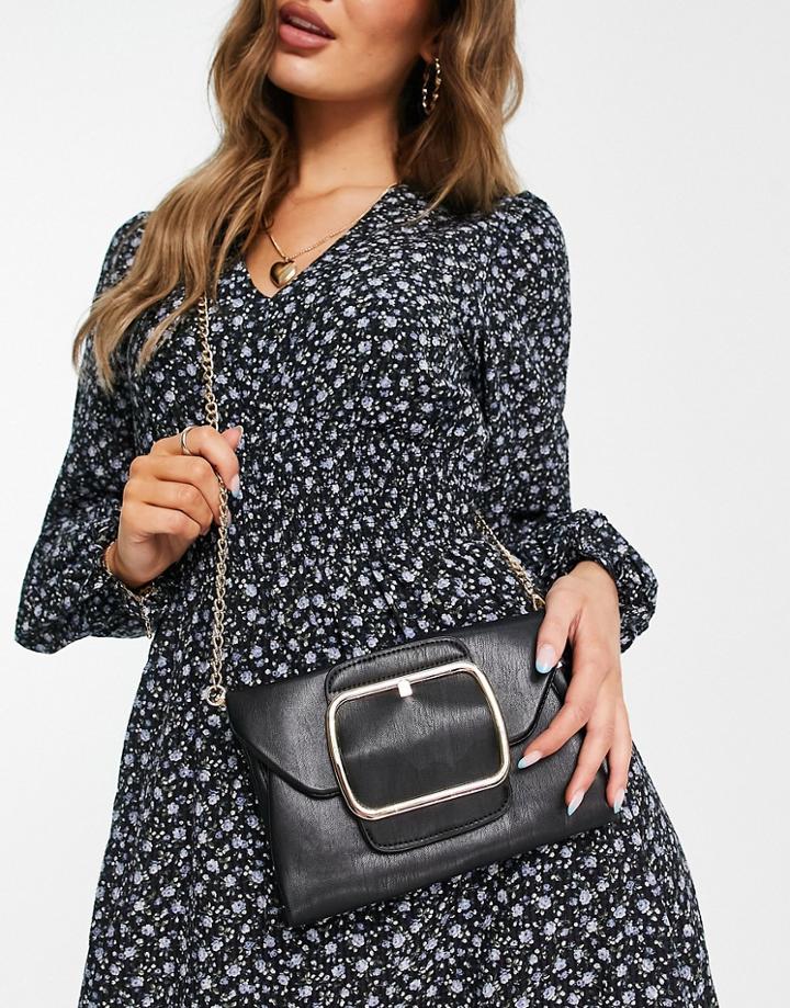 My Accessories London Cross Body Bag With Oversized Buckle In Black