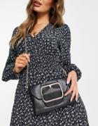 My Accessories London Cross Body Bag With Oversized Buckle In Black