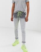 Asos Design Skinny Jeans In Ombre Gray Wash - Gray