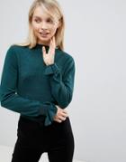 Jdy Penny Frill Cuff Long Sleeved Top - Red