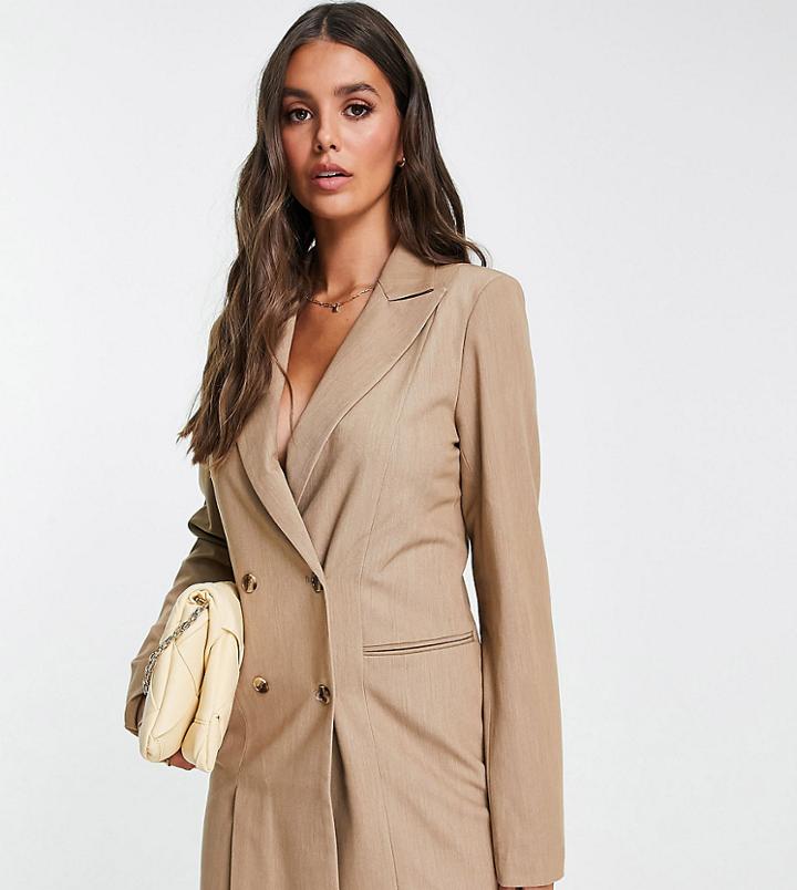 4th & Reckless Tall Double Breasted Blazer Dress In Mocha-neutral