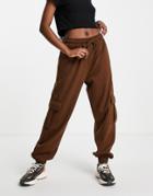 Topshop Oversized Utility Sweatpants In Brown
