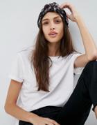 Asos Black Pleated Floral Knot Front Hat - Black