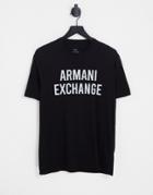 Armani Exchange T-shirt With Holographic Logo In Black