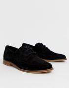 Asos Design Marshall Lace Up Leather Flat Shoes - Black