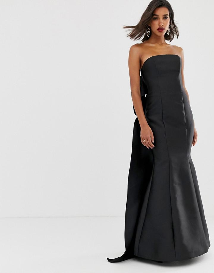 Asos Edition Bow Back Bandeau Maxi Dress - Black