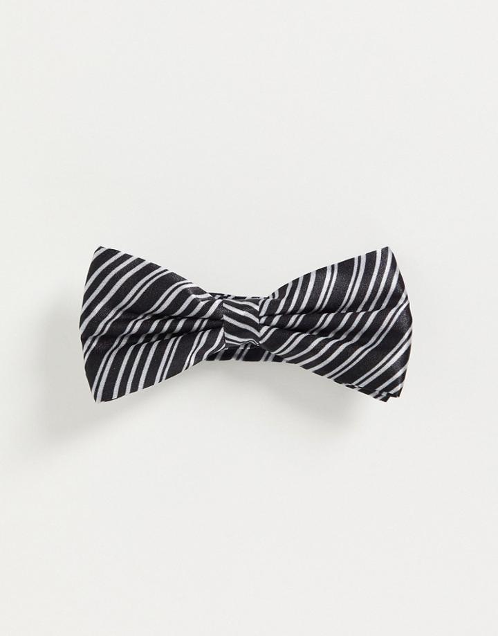 Bolongaro Trevor Bow Tie In Black And Silver Stripe