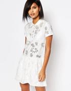 Vero Moda Drop Hem Lace Dress - Snow White