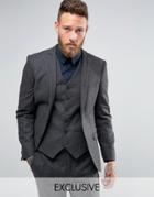 Heart & Dagger Skinny Suit Jacket In Tonal Check - Gray