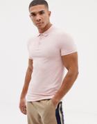 Asos Design Muscle Fit Jersey Polo With Stretch In Jersey In Pink - Pink