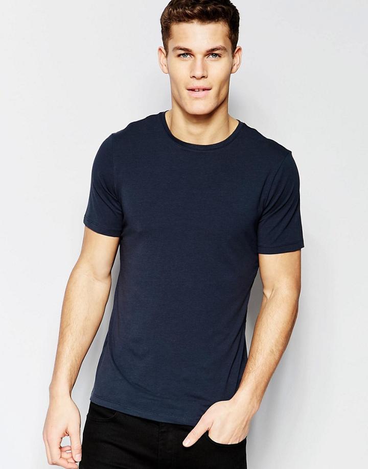New Look Muscle Fit T-shirt In Navy - Navy