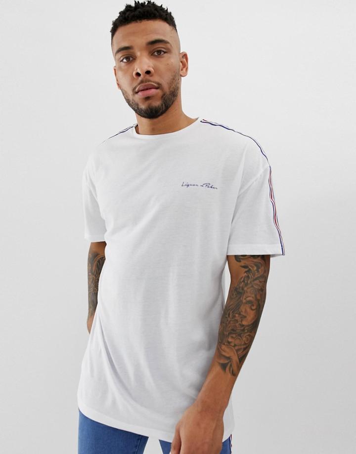 Liquor N Poker Oversized T-shirt In White With Sports Stripes